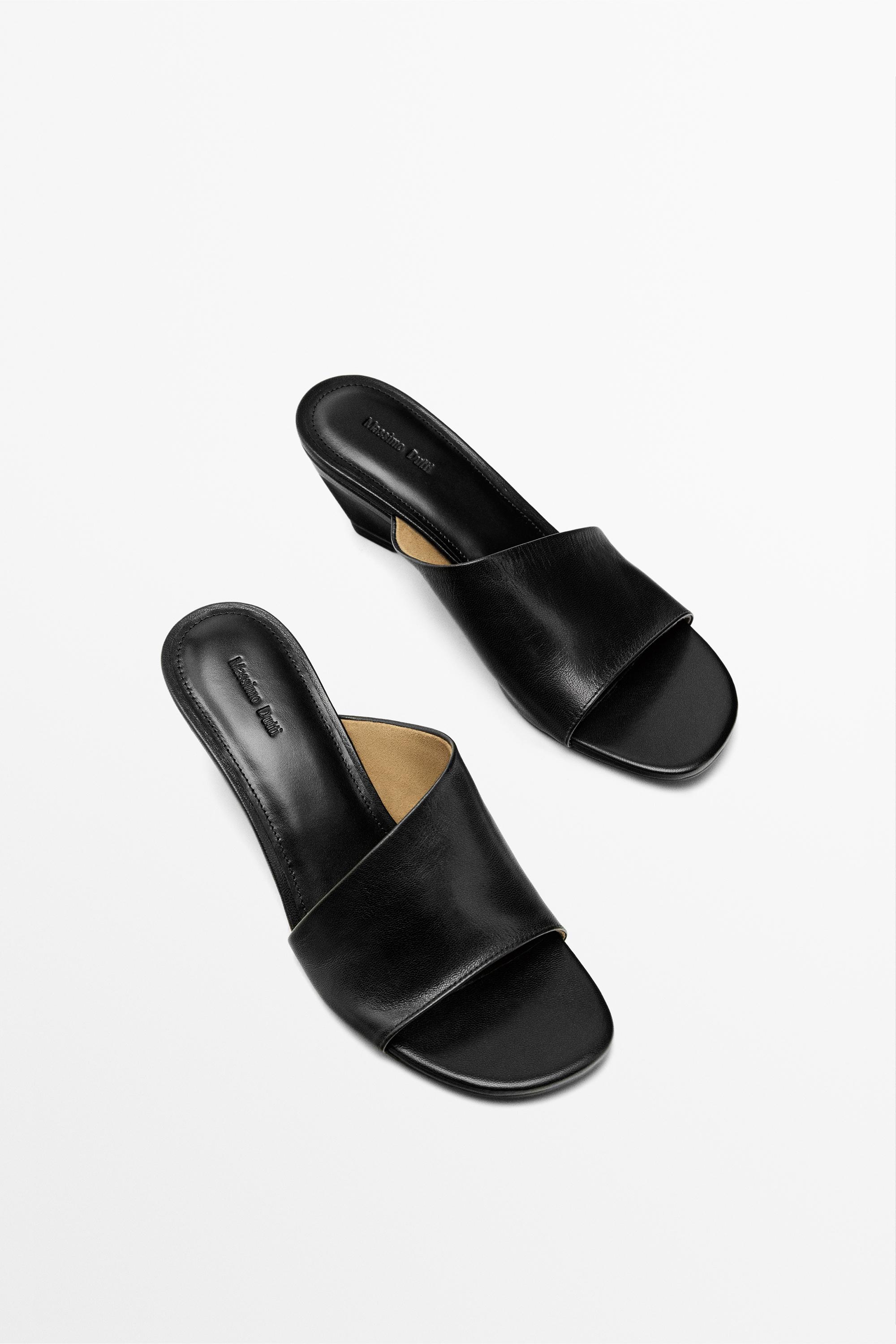 Soft leather wedge heel sandals